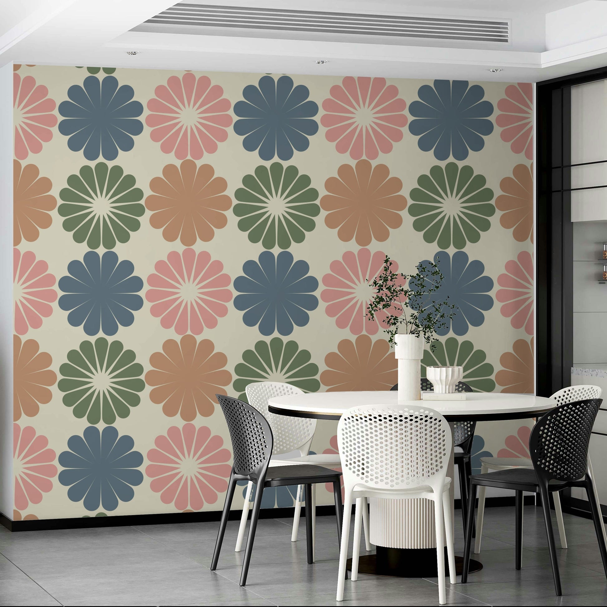This wallpaper is suitable for a living room, a bedroom, or a creative space.
