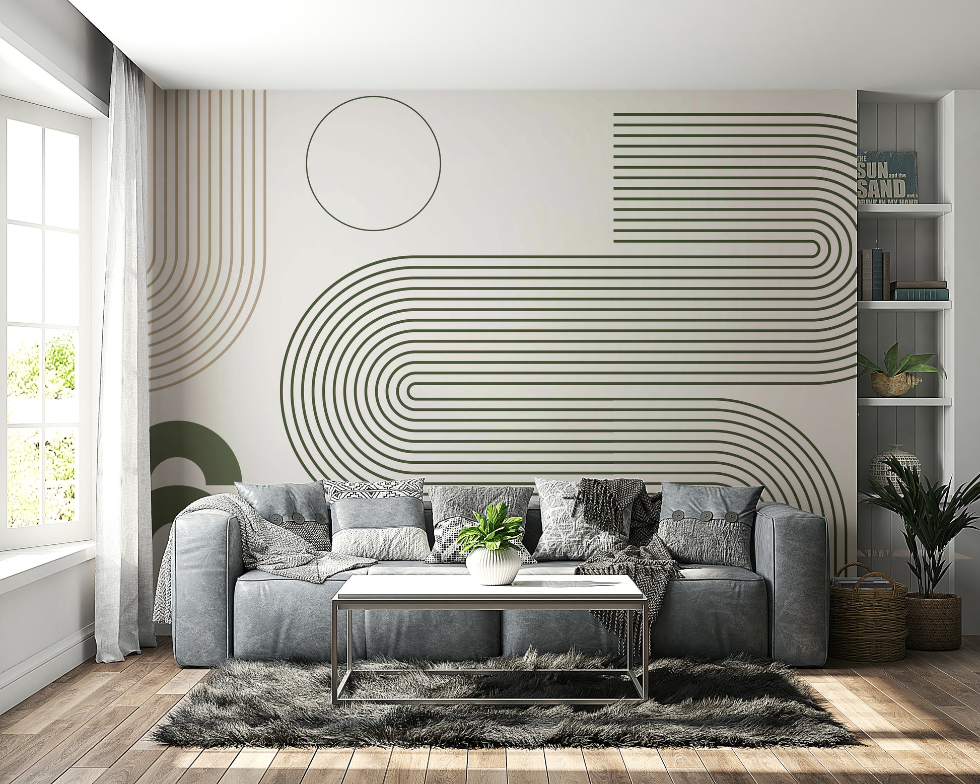 Retro curve pattern in soft modern tones

