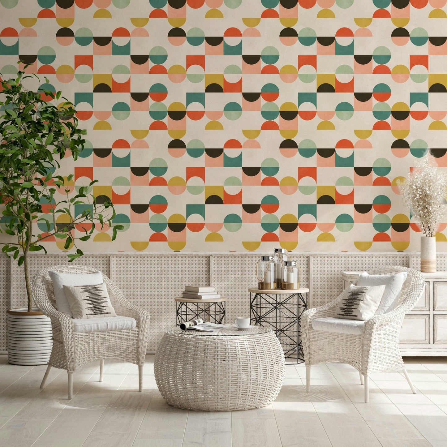 Abstract round shape wallpaper in coral