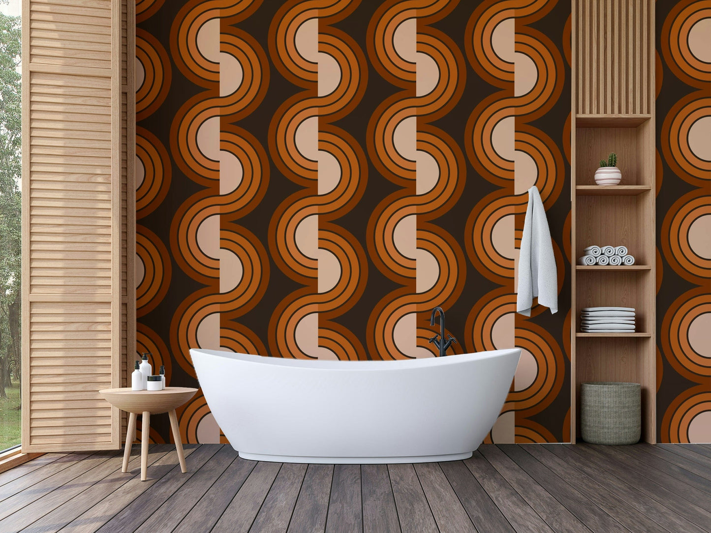 An artistic geometric shape mural for home decor.

