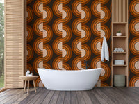 An artistic geometric shape mural for home decor.

