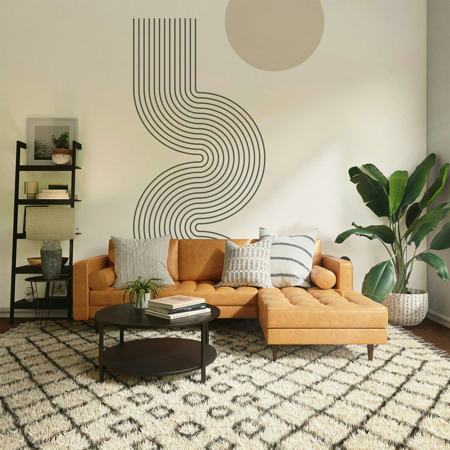 Retro Geometric Flow Wall Mural