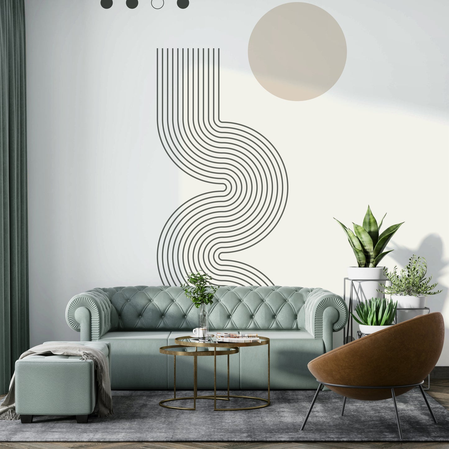 Retro Geometric Flow Wall Mural