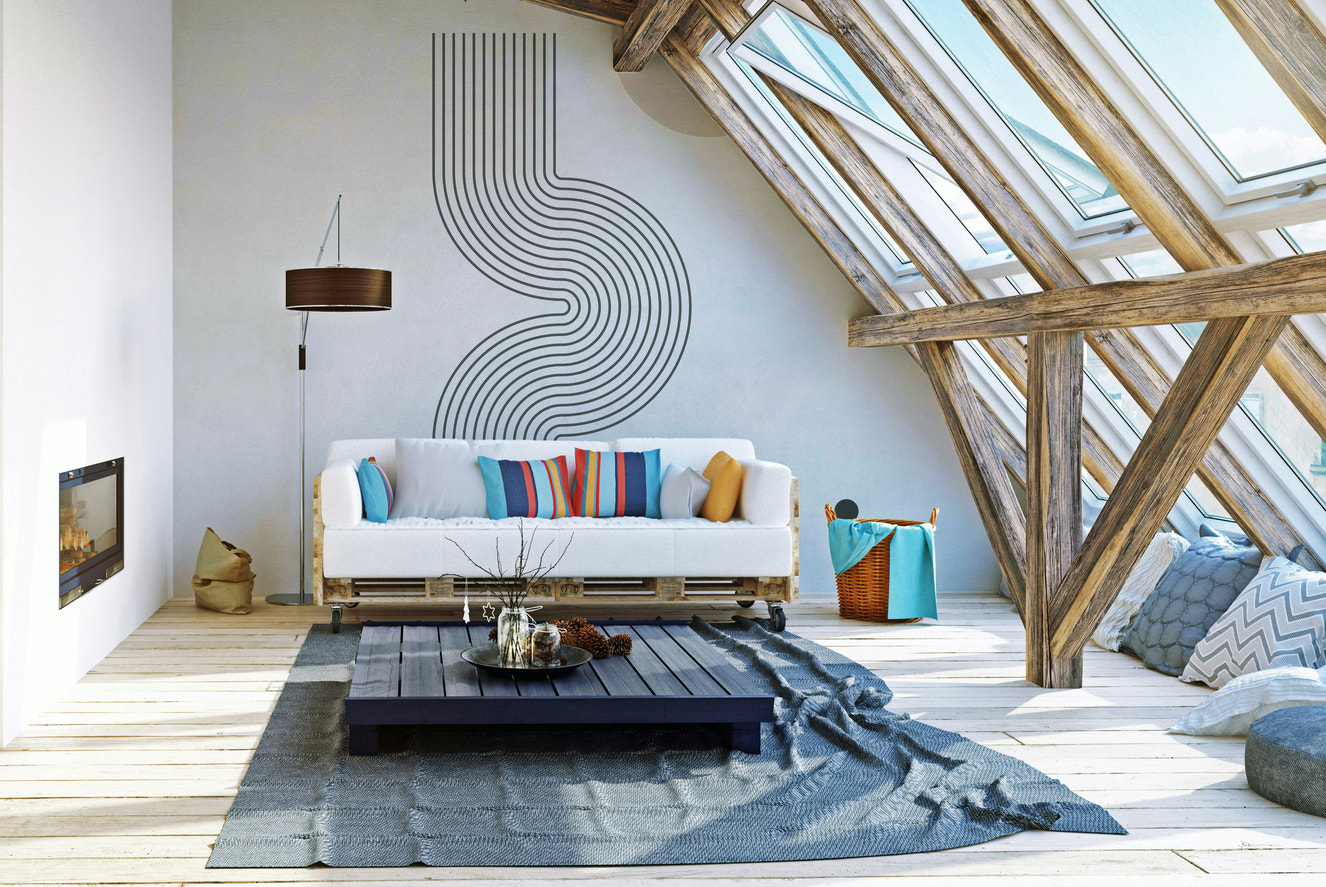 Retro Geometric Flow Wall Mural