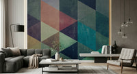 Decorative triangle fusion wallpaper mural adding energy, movement, and retro style to living spaces.