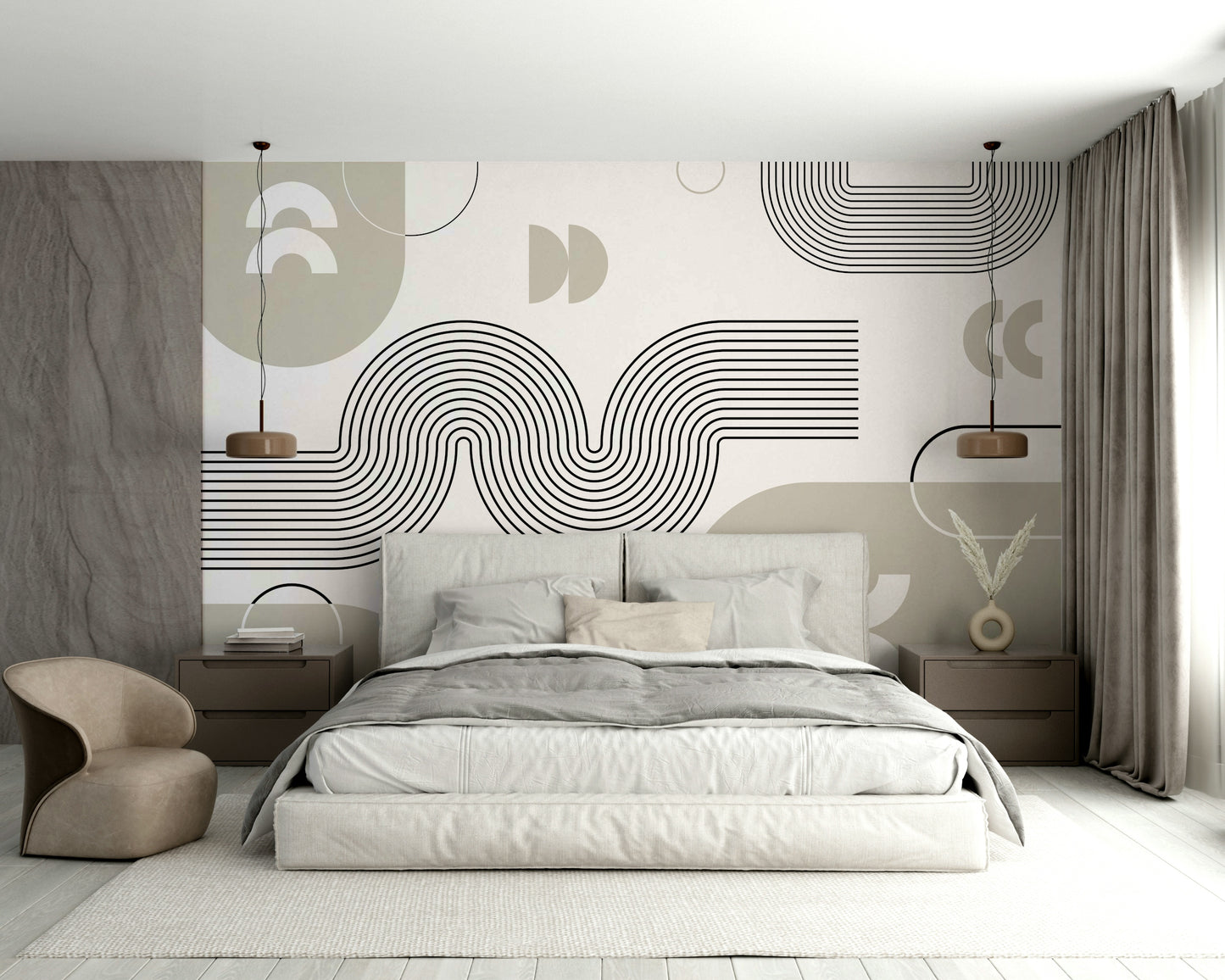 Retro Geometric Waves Wallpaper for Walls

