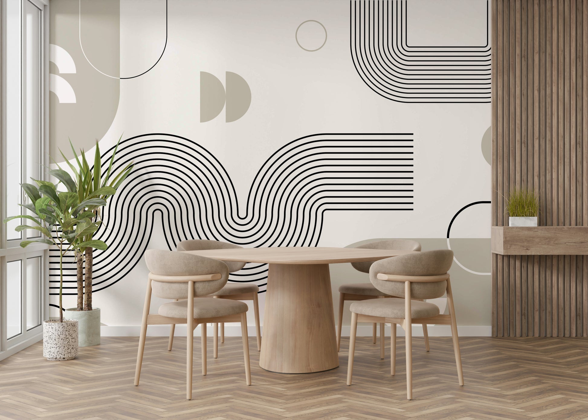 Mid-century Retro Geometric Waves Print

