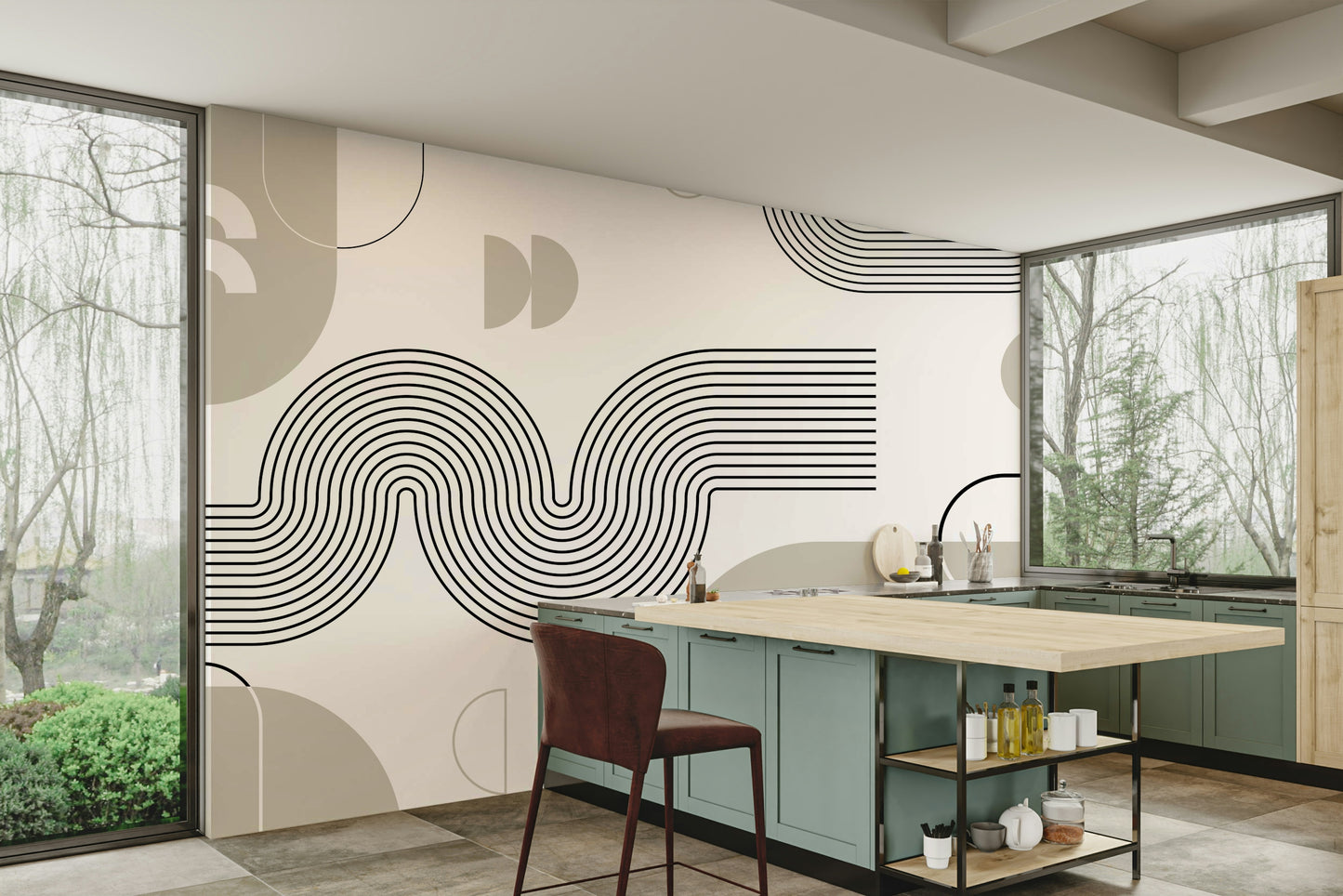 Abstract Retro Geometric Waves Artwork

