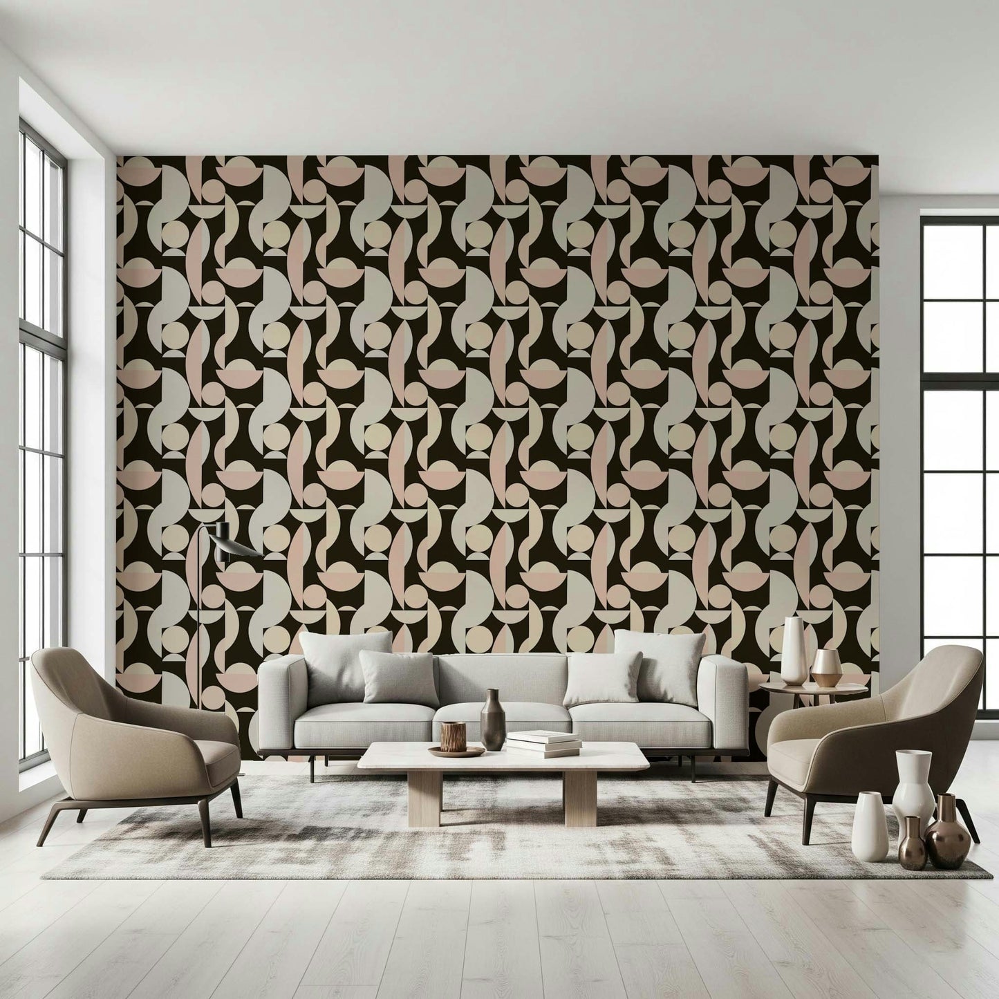 Bold abstract wallpaper with curved lines