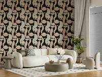 Graphic shape wallpaper in pink and beige