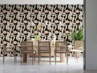 Mid century style wallpaper with curves