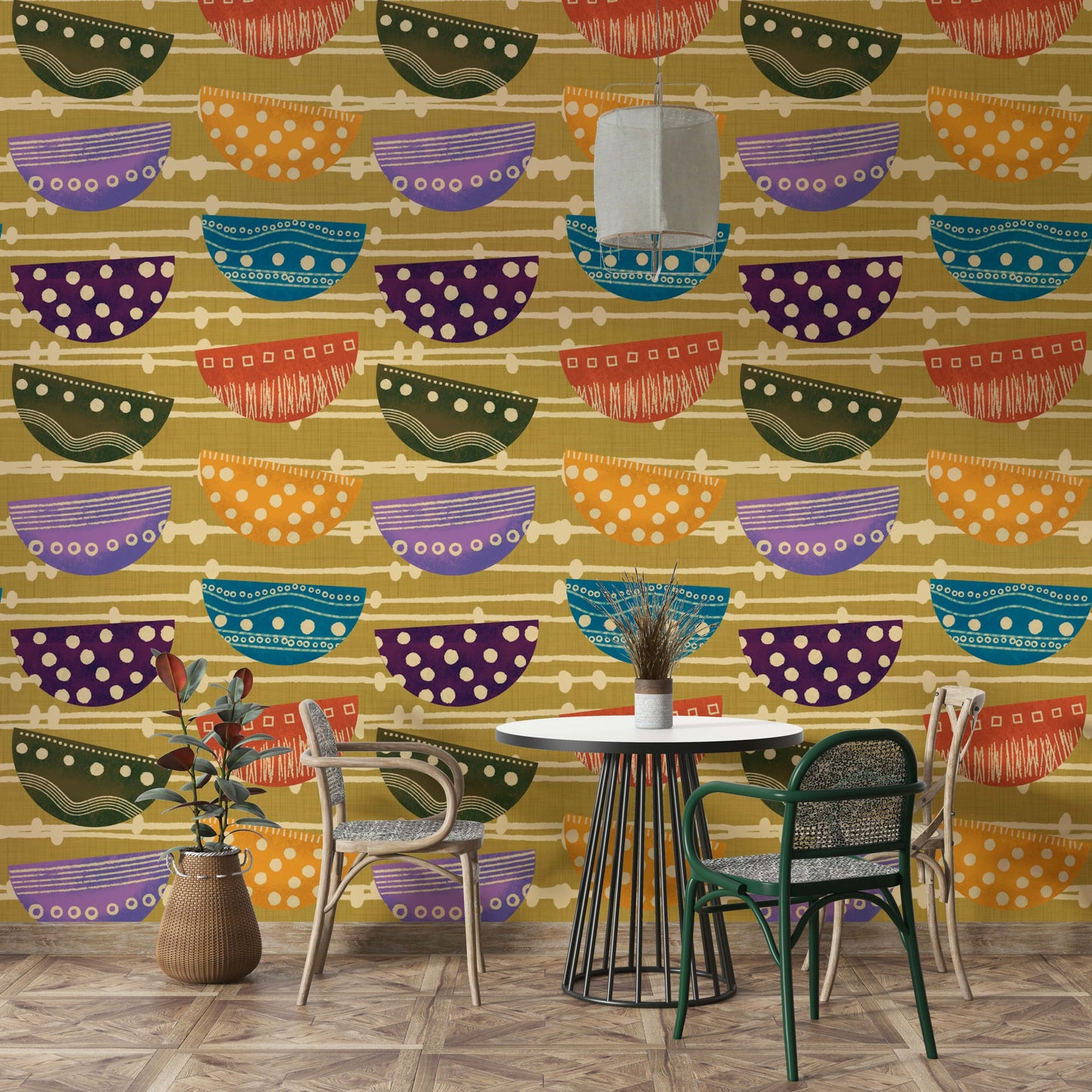 Retro Bowls bohemian wall mural