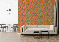 Groovy Retro Stripe Marble Wall Mural – Psychedelic-inspired mural with swirling multicolor marble stripes.