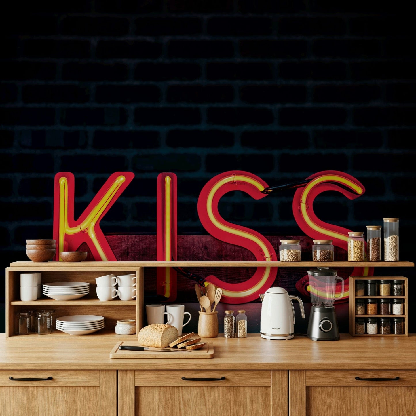 Neon Kiss Wall Mural -2226249