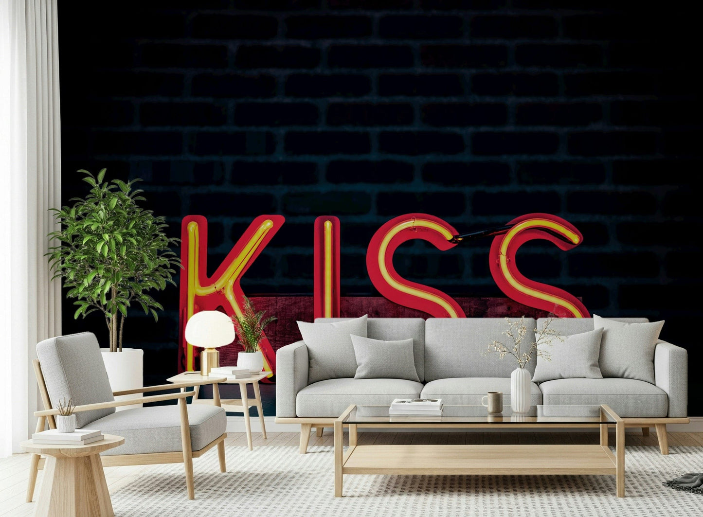 Neon Kiss Wall Mural -2226249
