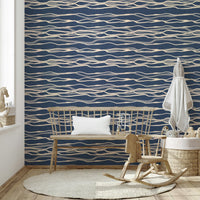 Vintage ocean stripe mural wallpaper
