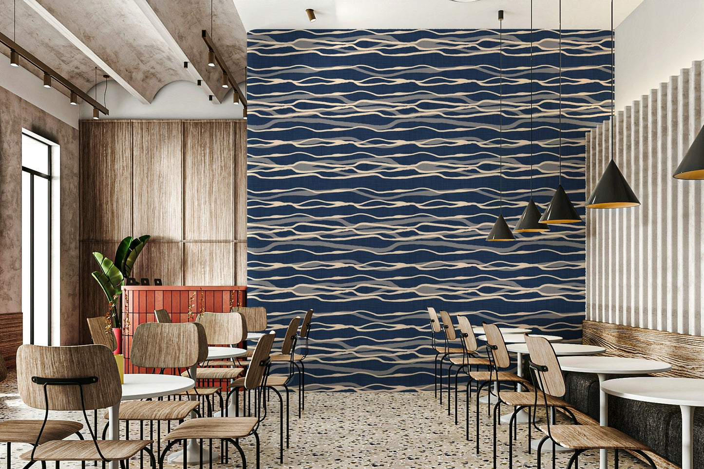 Wave-inspired stripe wallpaper for walls
