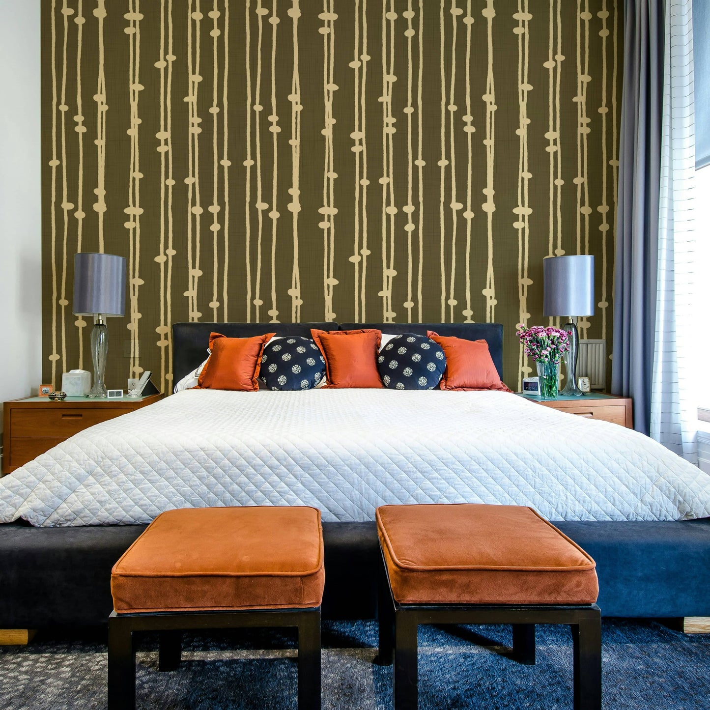 Boho Jewel Tone dark olive decor wallpaper