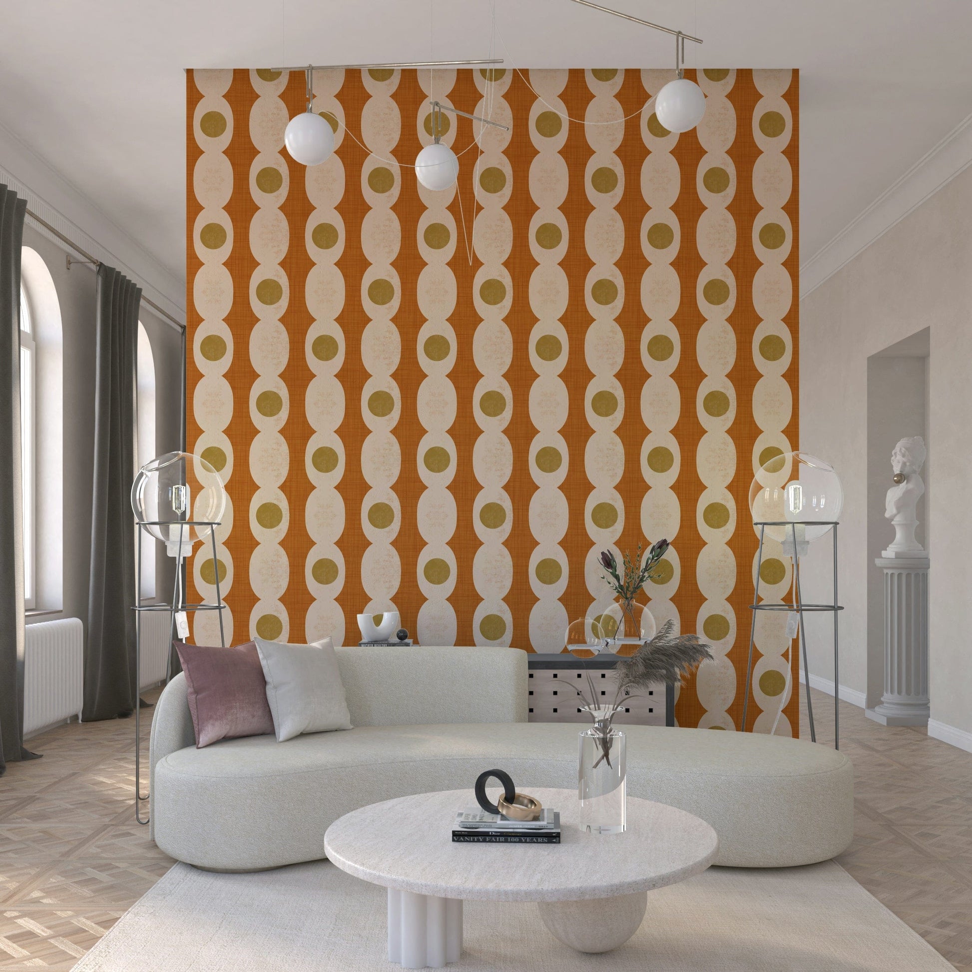 Retro-modern motif wallpaper perfect for adding a timeless vintage look.