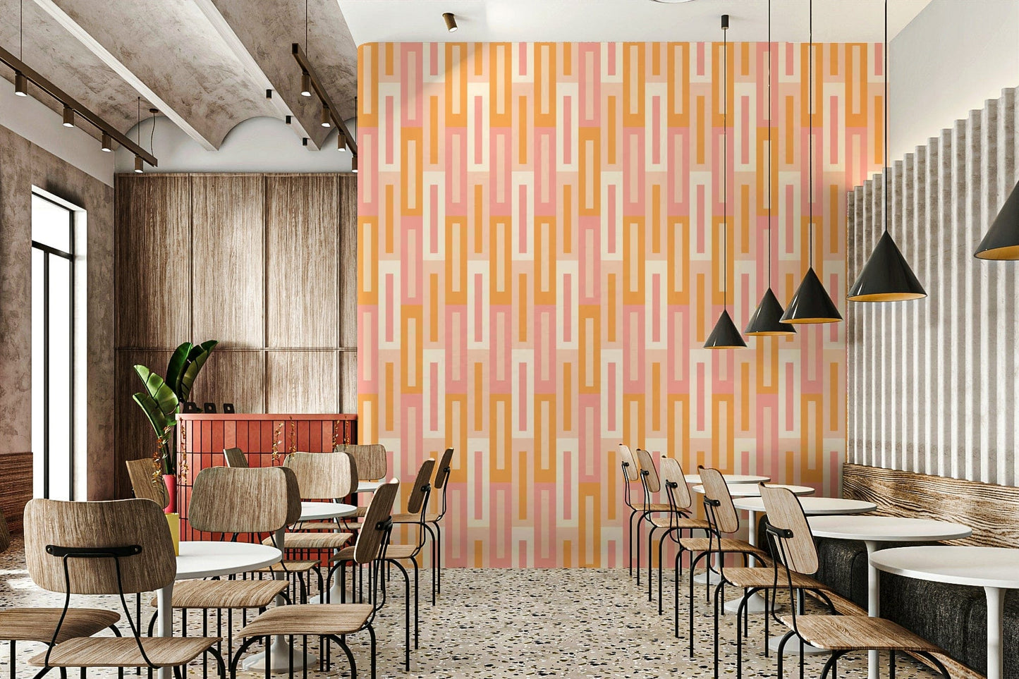 Retro Peach Maze Wallpaper⁠