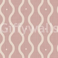 Retro Peach Waves mural, calming aesthetic, perfect wall treatment.