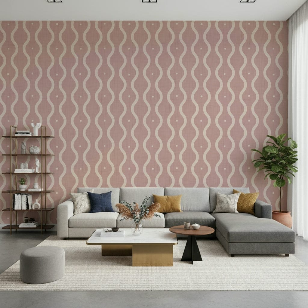 Retro Peach Waves, seamless design, smooth flowing aesthetic wallpaper.