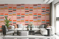Stylish Mid Mod Stacked Blocks Pink art; abstract design for stylish decor.