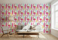 Elegant Retro Geo Blush geometric pattern backdrop stylish interior décor feature.