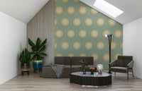 Premium quality Retro Radiance wall mural, distinctive circular bursts, beautiful style.