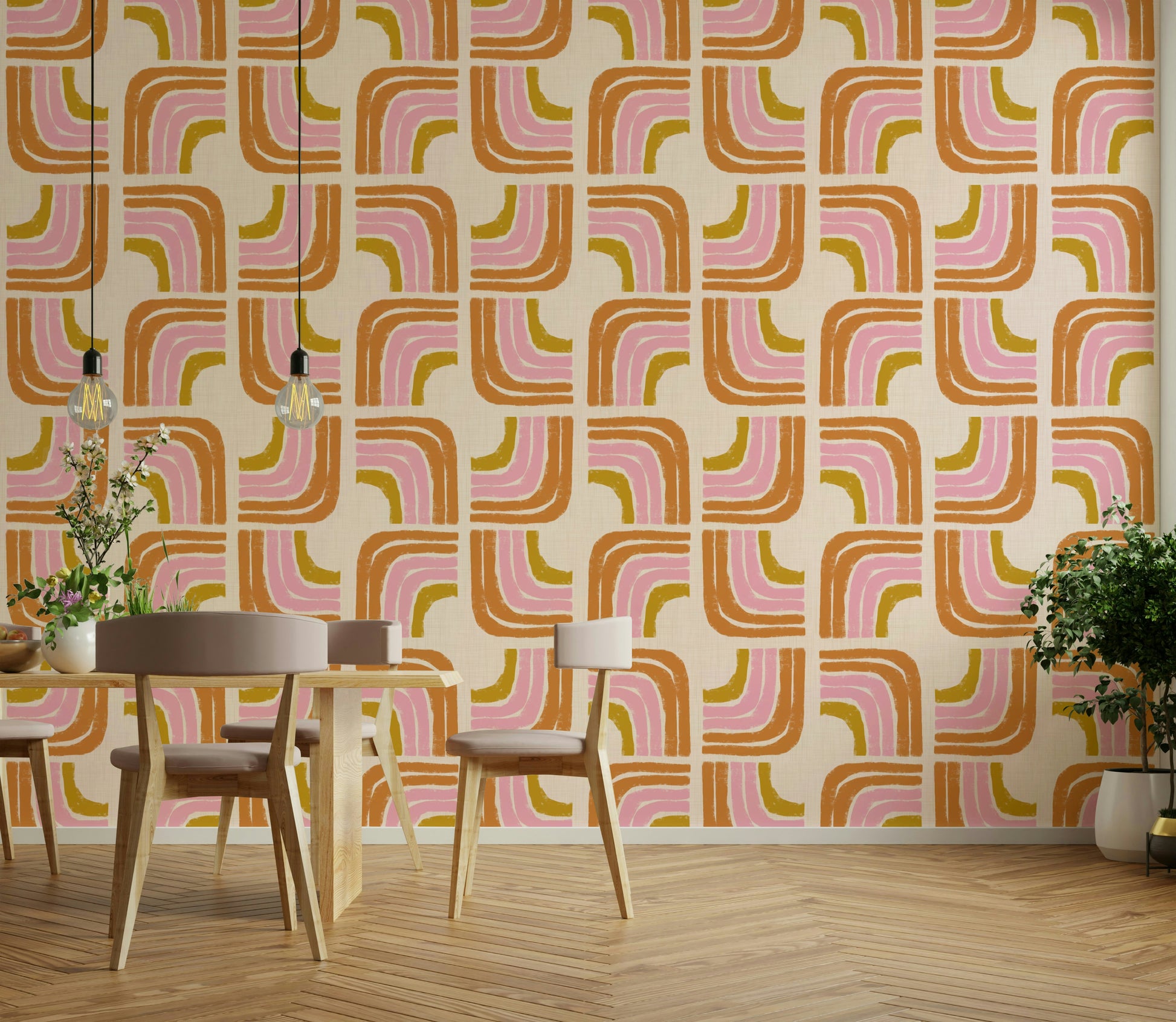 Bold geometric mural wallpaper

