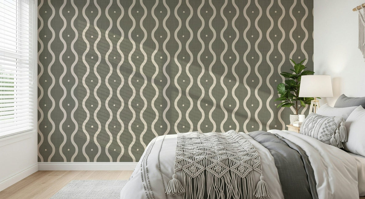 Stylish kinetic pattern Retro Rhythm Taupe wall mural groovy vintage movement