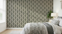 Stylish kinetic pattern Retro Rhythm Taupe wall mural groovy vintage movement