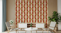 Nostalgic rings mural with bold curves and vintage-inspired colors.