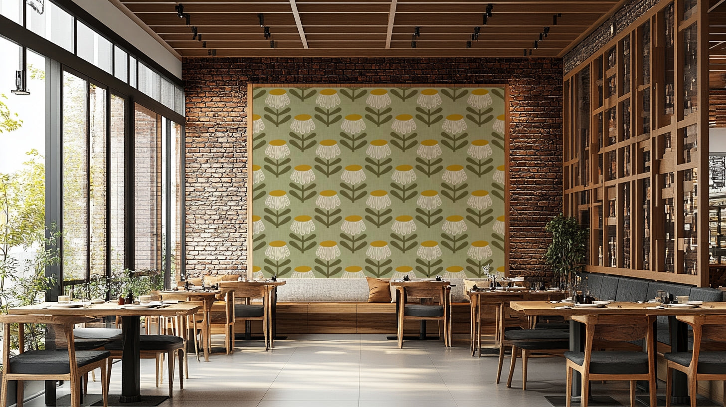 Mural wallpaper with sage flowers


