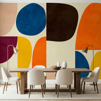 A contemplative geometric design wallpaper mural for a feature wall.