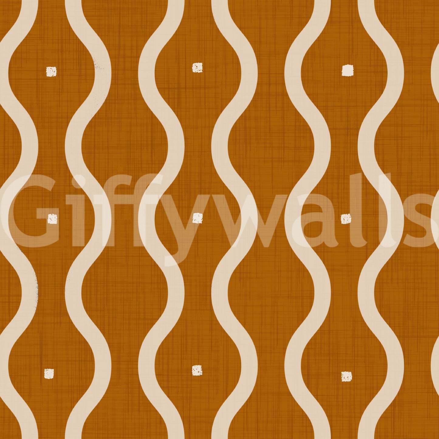 Abstract flowing lines wall mural, spice color palette, geometric curves.