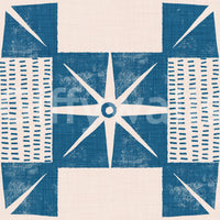 Retro Starburst Quilt Block - Minimalist Mid Century Indigo Wallpaper⁠