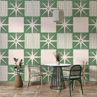 Vintage-inspired starburst quilt block wallpaper

