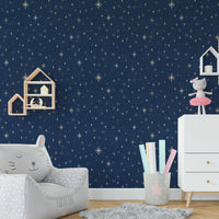 Close-up of amber star pattern wallpaper

