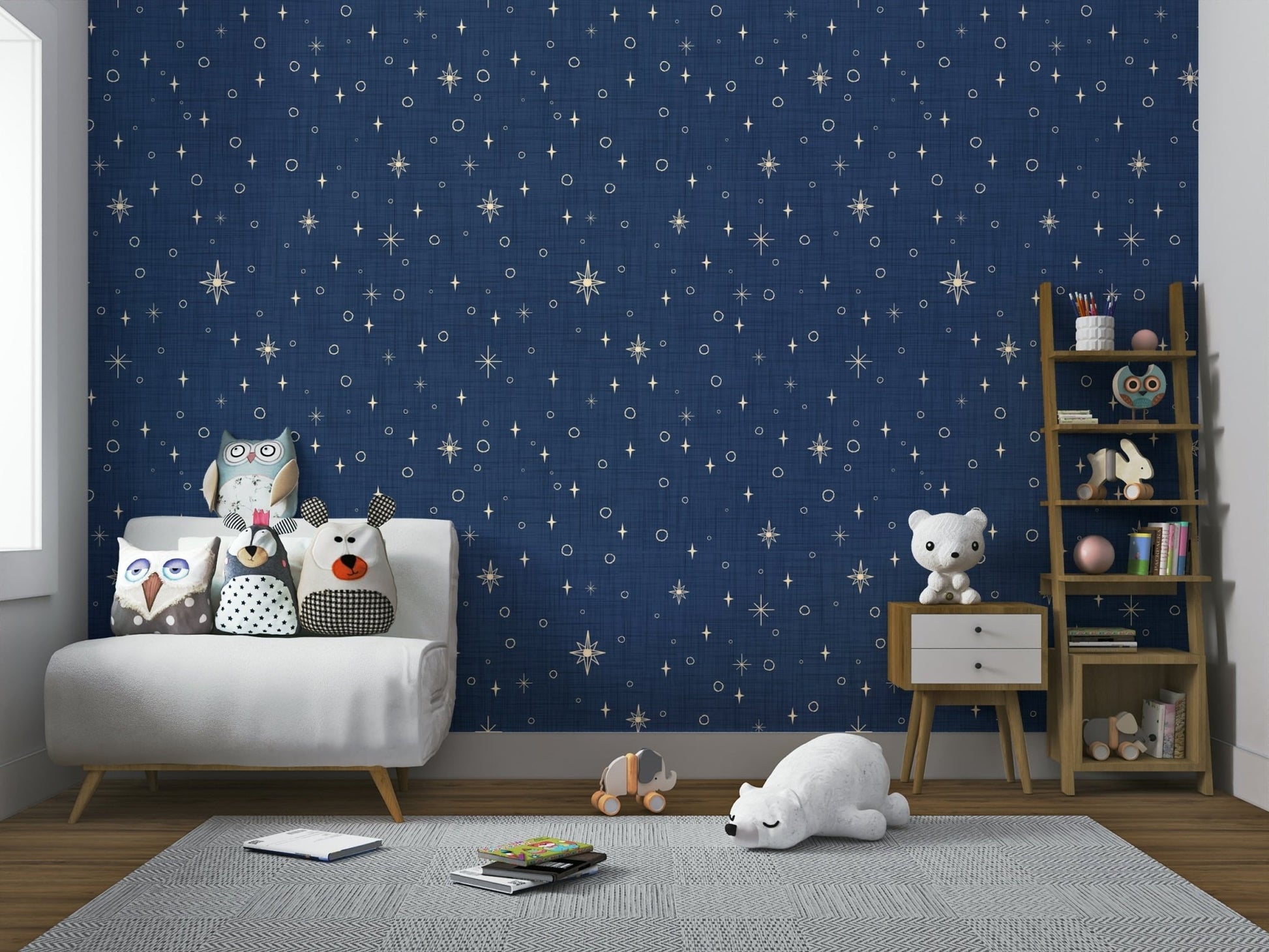 Celestial wall mural with retro vibe
