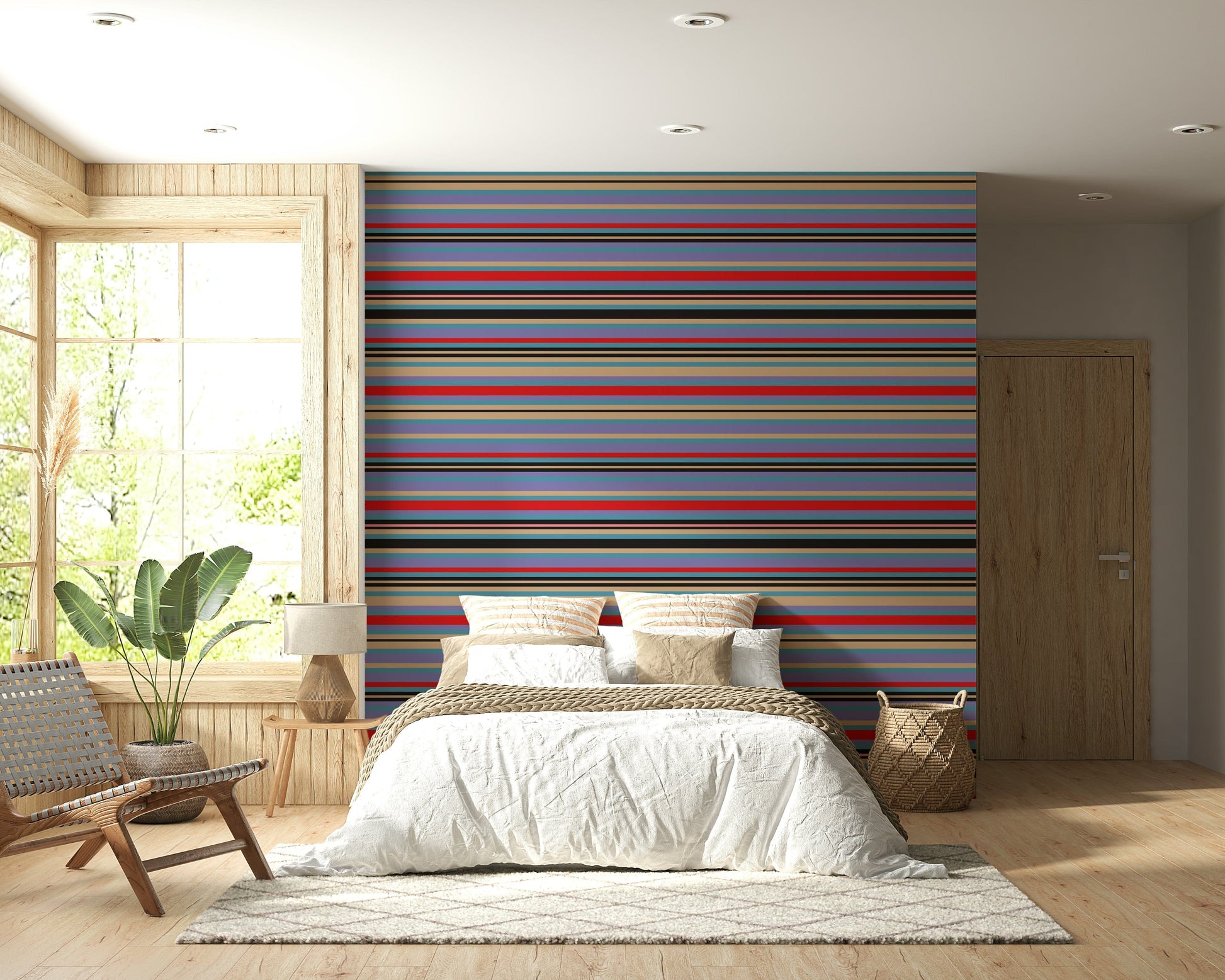 Chic Playtime Stripes room wallpaper with stylish colorful bands.