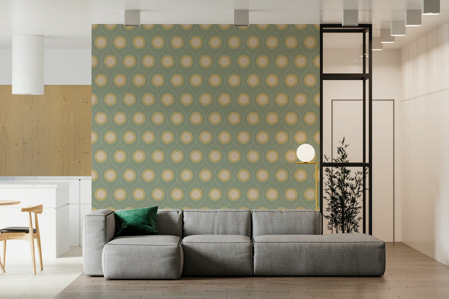 Retro Radiance wallpaper Abstract dandelion pattern in soothing neutral shades.