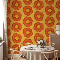 Add cheer with Retro Sunflower Wallpaper for walls