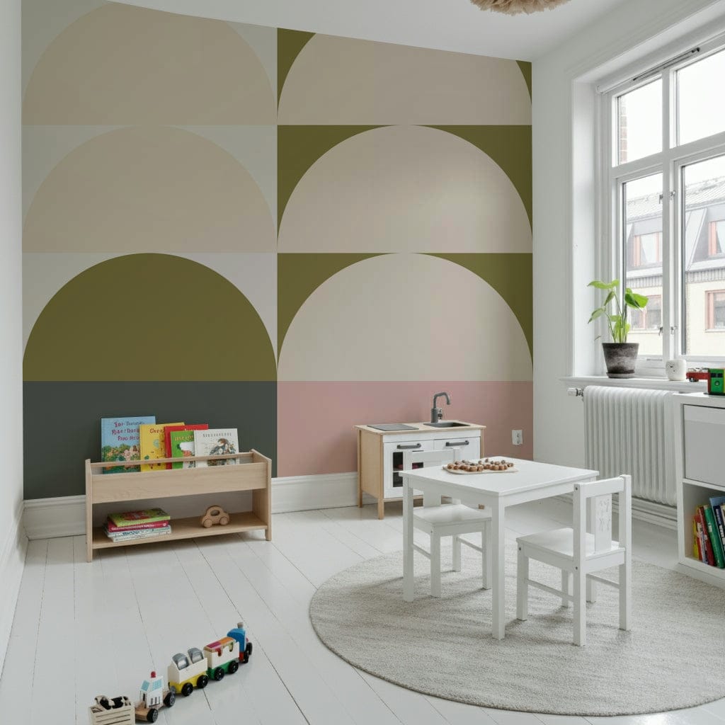 Retro wall mural featuring a sunrise panorama that brings warmth and vintage flair to walls.