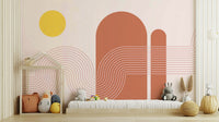 Chill retro vibes wall mural with sun and stripes

