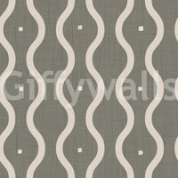 Vintage 70s aesthetic Retro Rhythm Taupe peel stick wallpaper stylish living area