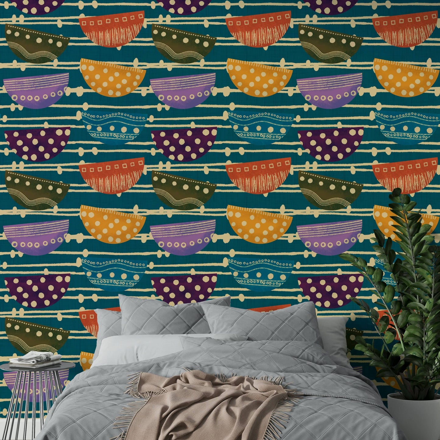 Retro Bowls funky home wallpaper
