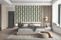 Retro Fusion wallpaper blending mid-century shapes with modern abstract style.