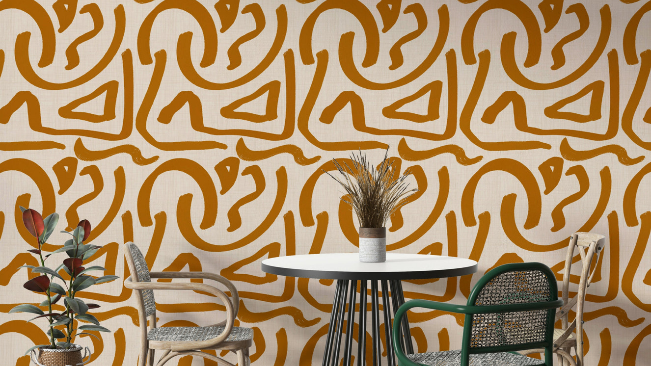 Retro Terra Scribbles wallpaper with brushstroke design

