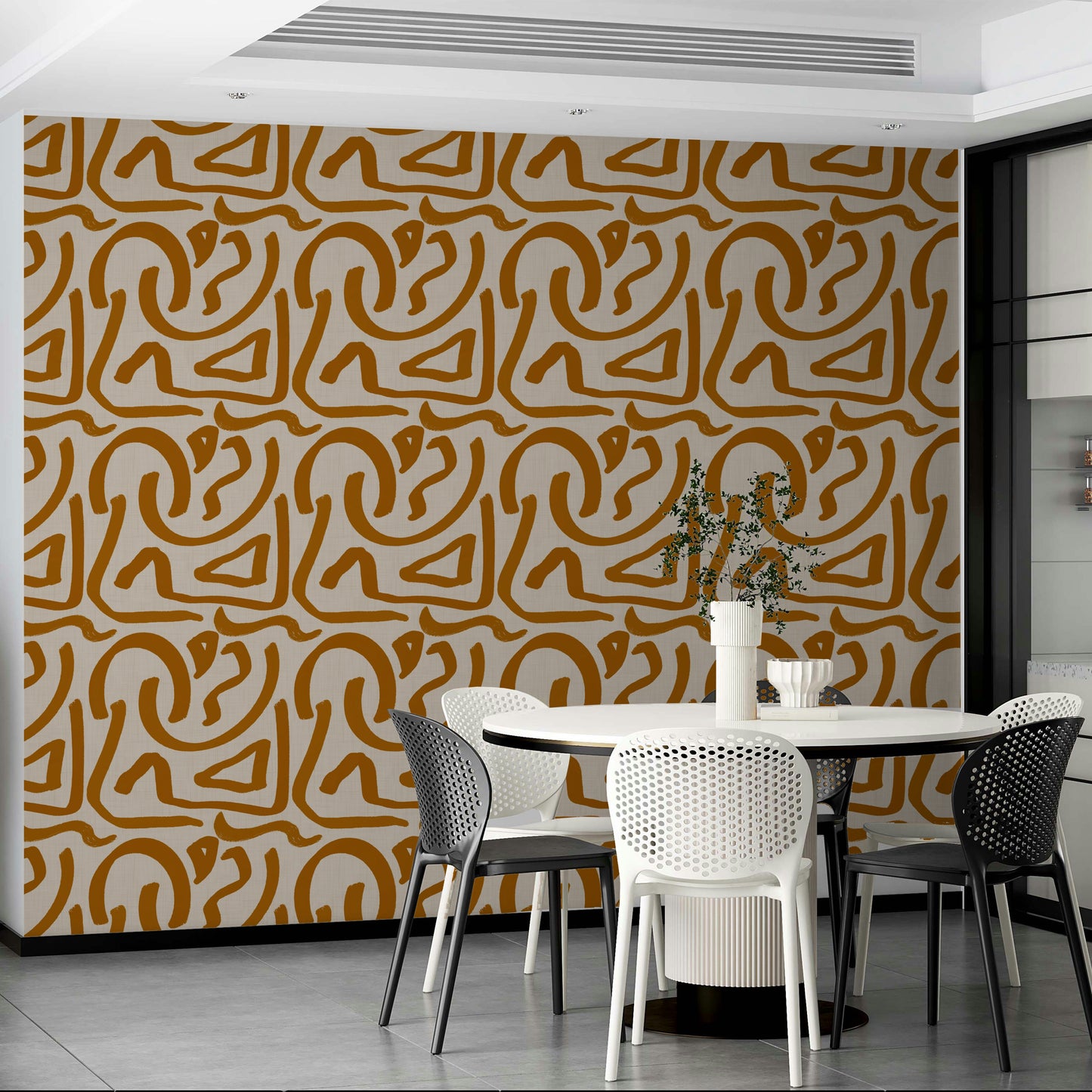 Close-up of abstract mid-century wall art pattern

